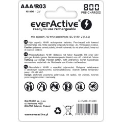 Akumulator AAA/R03 Ni-MH everActive 800mAh (4szt) EVHRL03-800
