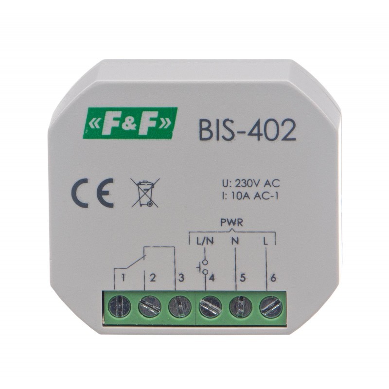 Przekaźnik bistabilny BIS-402 10A 230V (puszka)