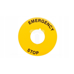 Tabliczka opisowa żółta okrągła fi60 EMERGENCY-STOP 8LM2TAU122