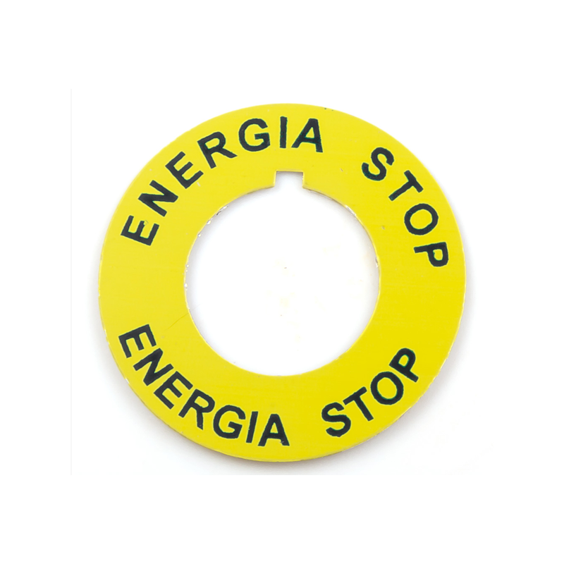 Tabliczka opisowa żółta okrągła ENERGIA STOP ST22-4509P02