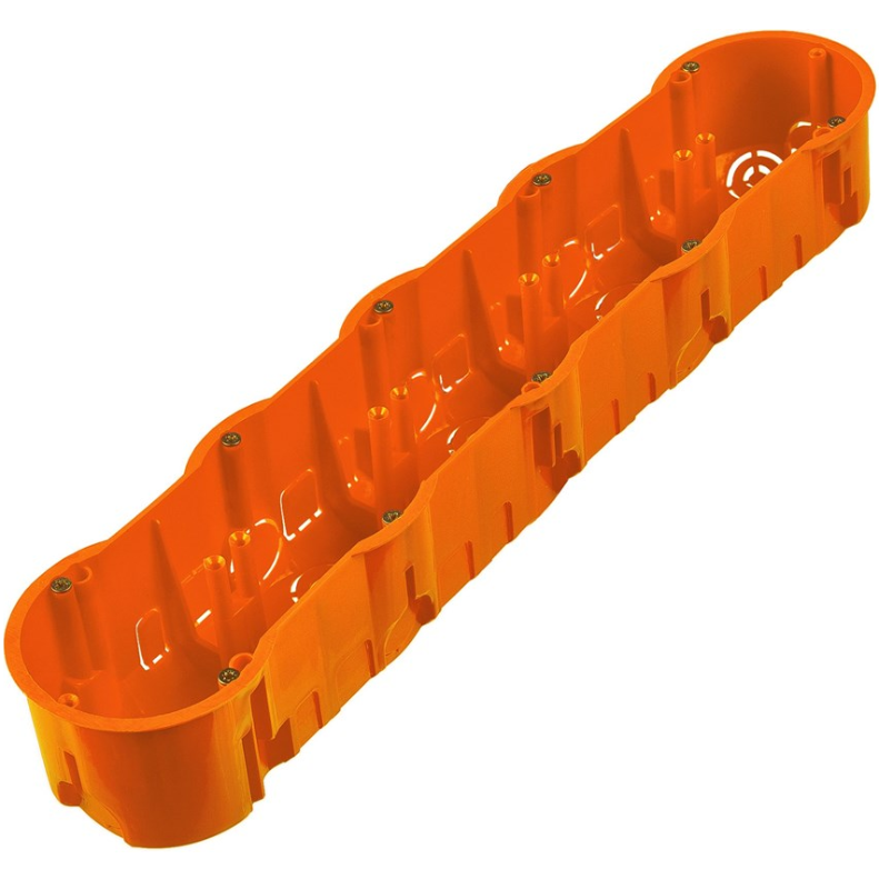 Puszka podtynkowa do muru (5x) PK60 głęboka z wkrętami pomarańczowa A.0048WPG